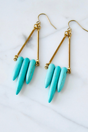 Mini Turquoise Shield Earrings