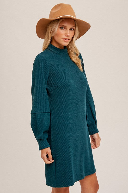 Front and Center Emerald Ribbed Knit Midi Dress