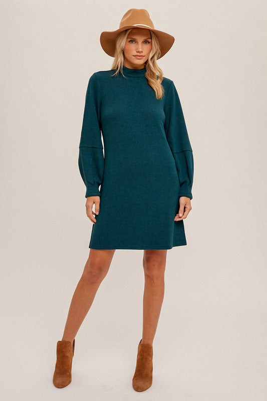 Front and Center Emerald Ribbed Knit Midi Dress