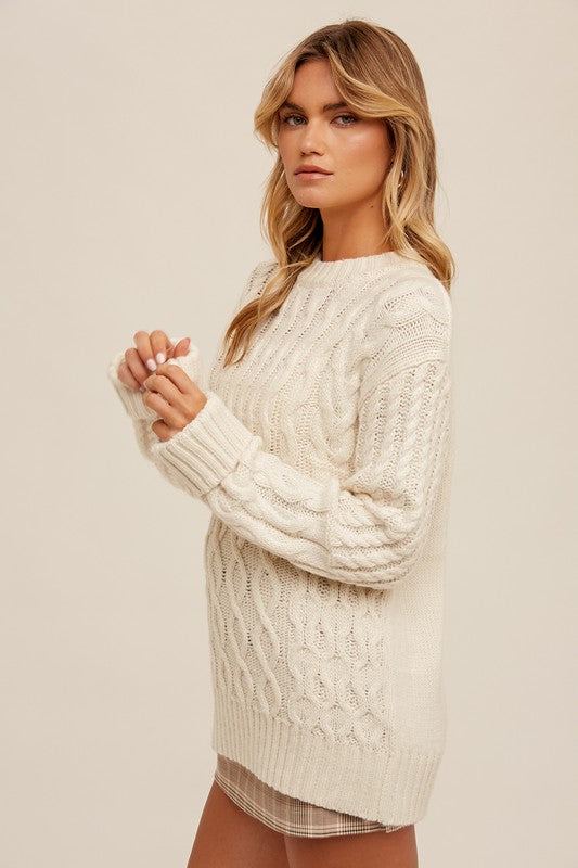 Have You Here Ivory Cable Knit Sweater