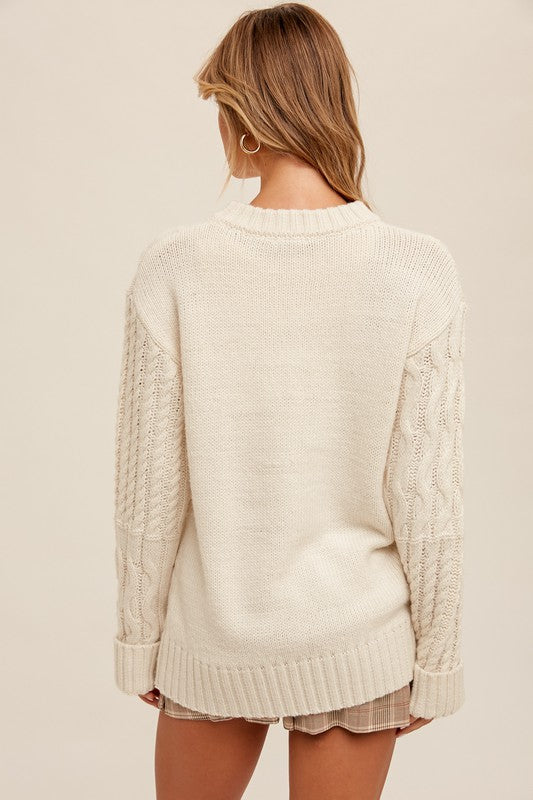 Have You Here Ivory Cable Knit Sweater