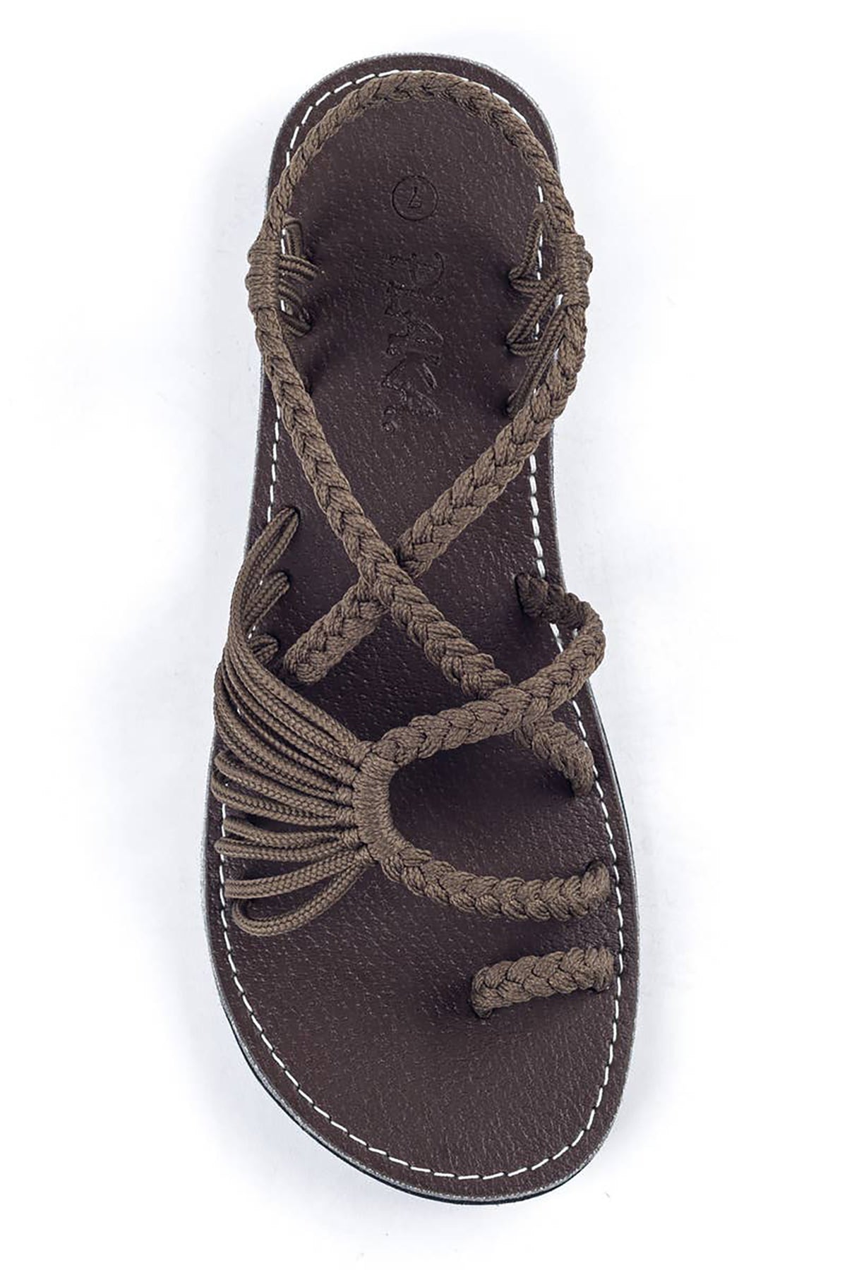 Palm Leaf Flat Summer Sandals - Taupe