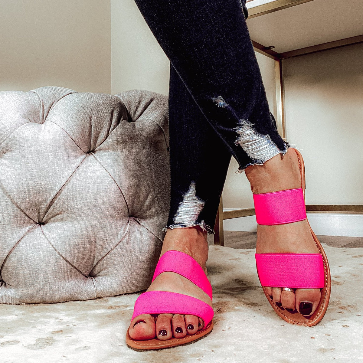 The Sweetest Thang Hot Pink Strap Sandals
